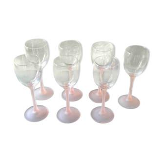 8 Wine glasses. powder pink foot