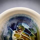 Accolay – glazed earthenware plate with abstract Cépamine decoration – 1970s