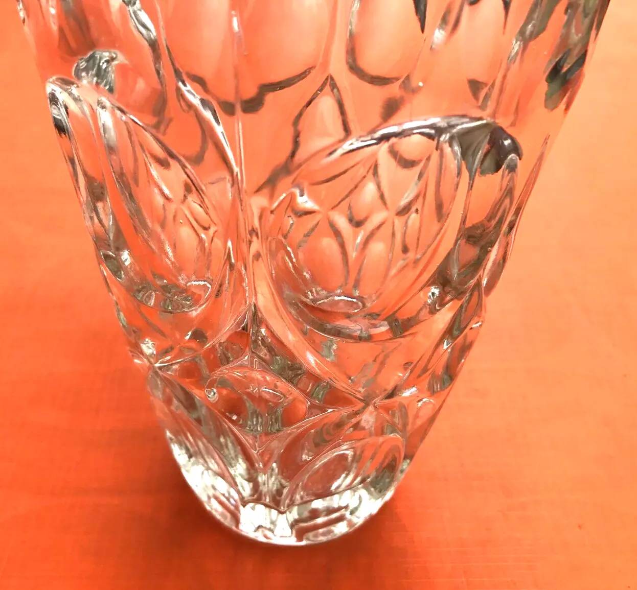 Art Deco Style Faceted Vase Clear Glass Geometric Decor