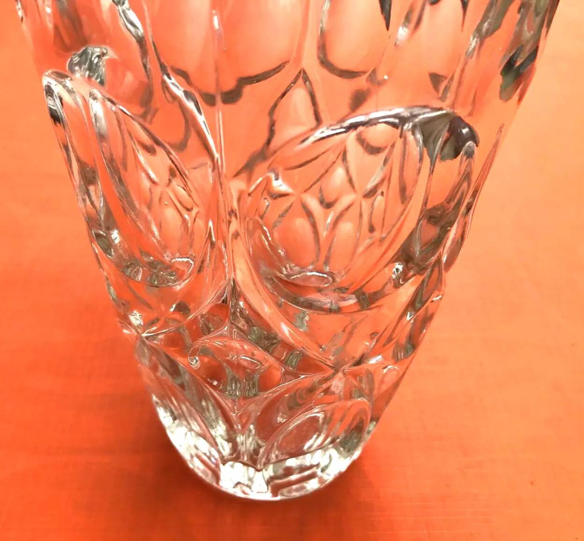 Art Deco Style Faceted Vase Clear Glass Geometric Decor
