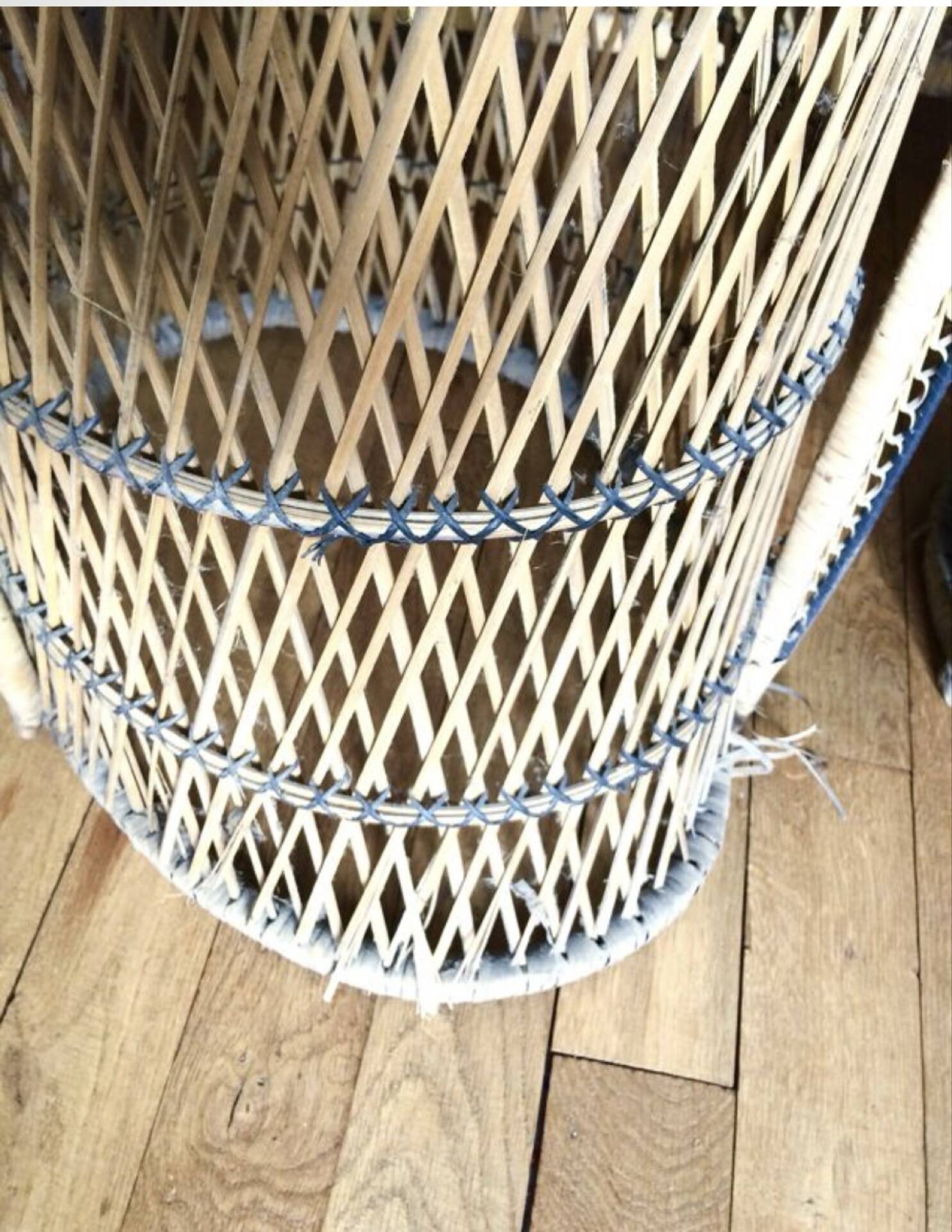 Vintage rattan and wicker bar with 2 stools – 1960s/70s
