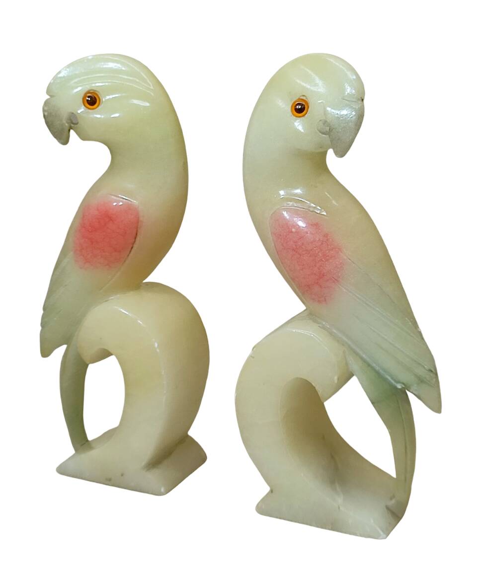 Alabaster Parrot Bookends, 1930s
