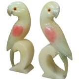 Alabaster Parrot Bookends, 1930s