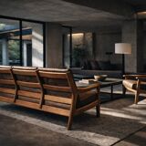 Vintage Mid-Century Danish Modern 3-Seater Brown Leather Sofa by Georg Thams