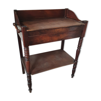 Coiffeuse ou meuble d'appoint bois vintage, pied torsadé
