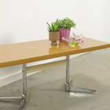 Vintage wooden coffee table with chrome base