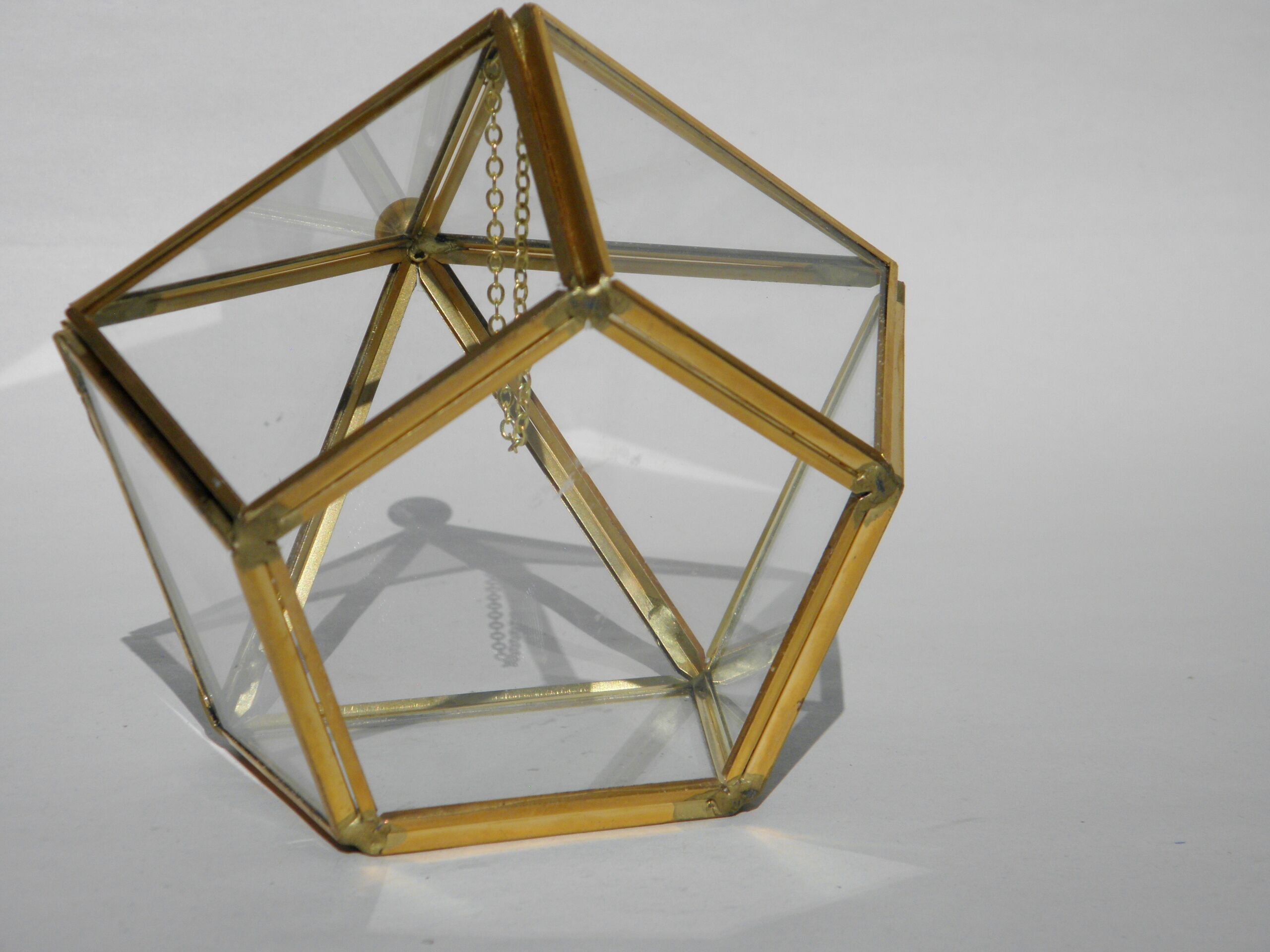 Glass and brass jewelry box