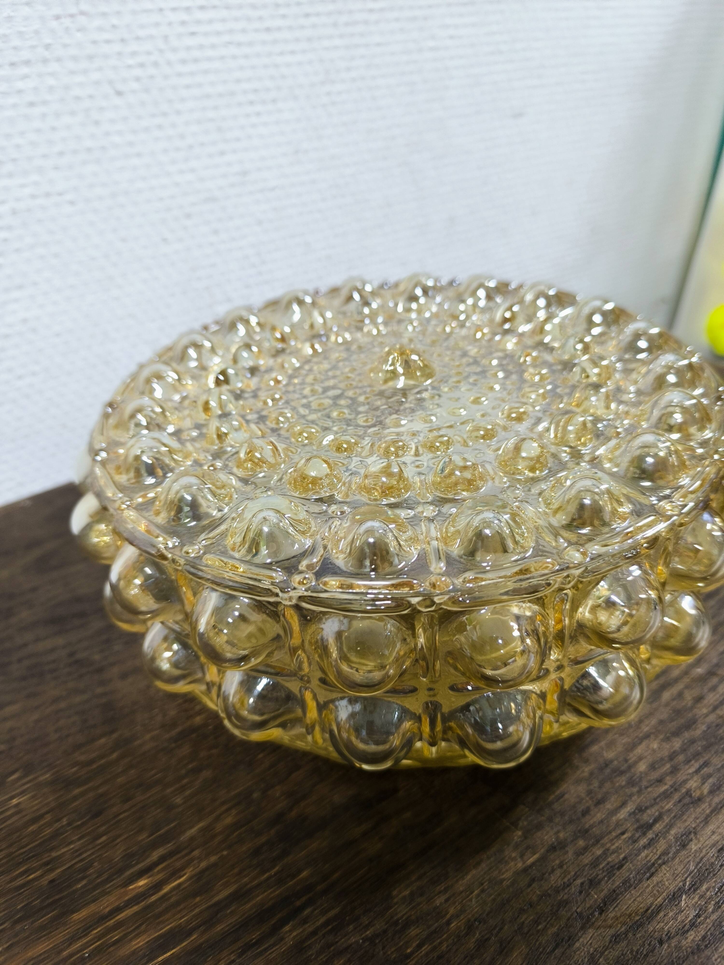 Amber bubble glass round ceiling light Philips 1960