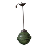 Art Deco pendant light with a blown glass globe from the 1930s