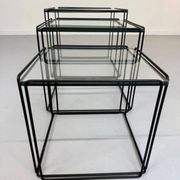 Lot of 3 vintage 1970s design nesting coffee tables by Max Sauze.