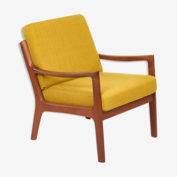 Teak chair, France Son, Wanscher, vintage 1960s, covered with wool "ploegwool"