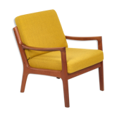 Teak chair, France Son, Wanscher, vintage 1960s, covered with wool "ploegwool"