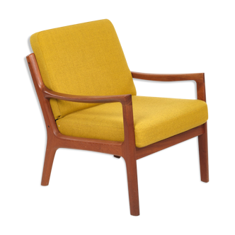 Teak chair, France Son, Wanscher, vintage 1960s, covered with wool "ploegwool"