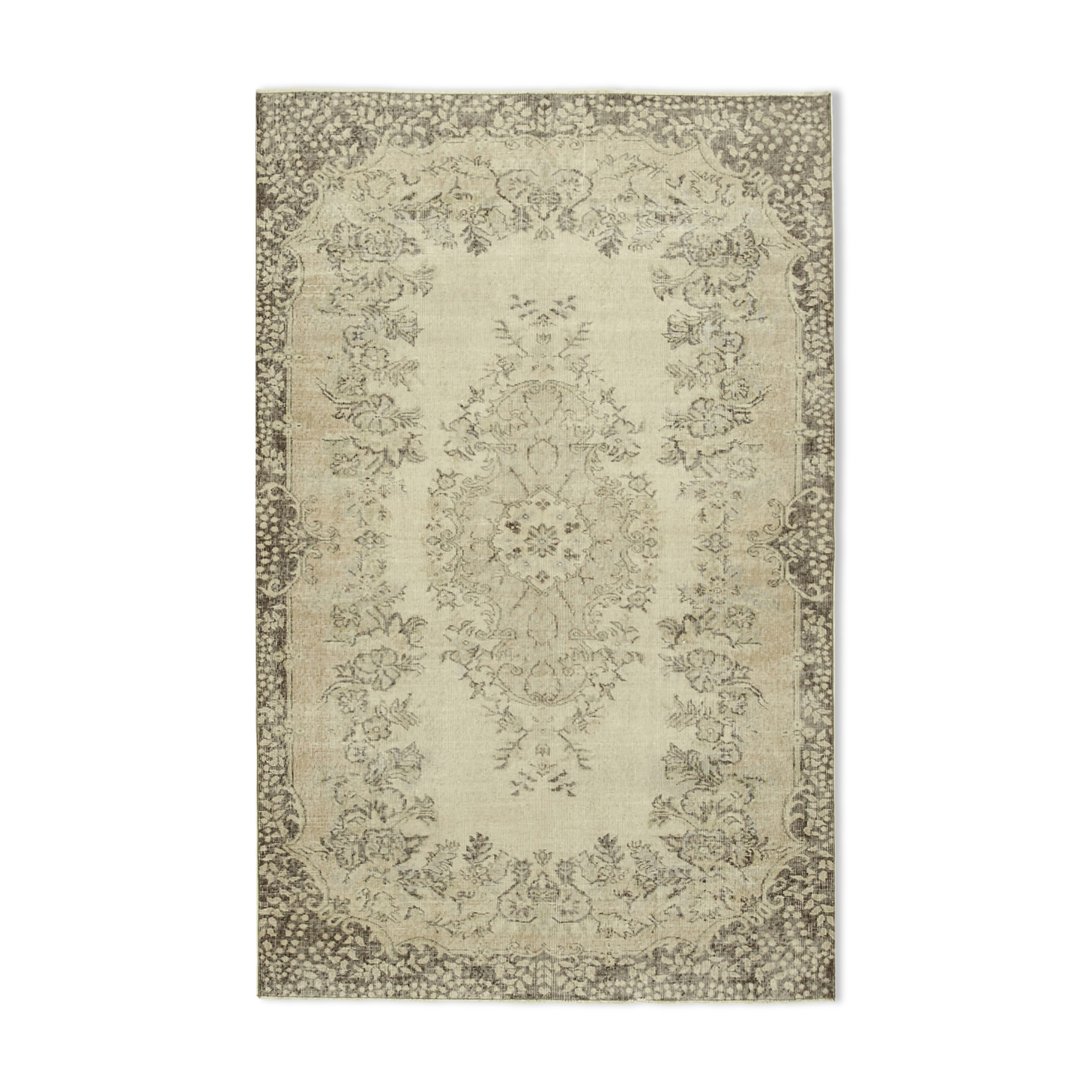 Handmade antique oriental beige rug 177 cm x 276 cm