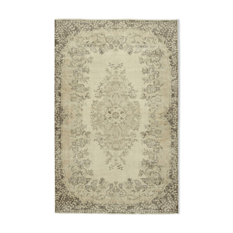 Handmade antique oriental beige rug 177 cm x 276 cm