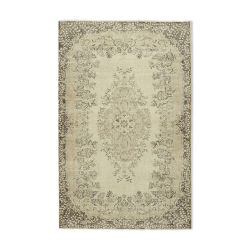 Handmade antique oriental beige rug 177 cm x 276 cm