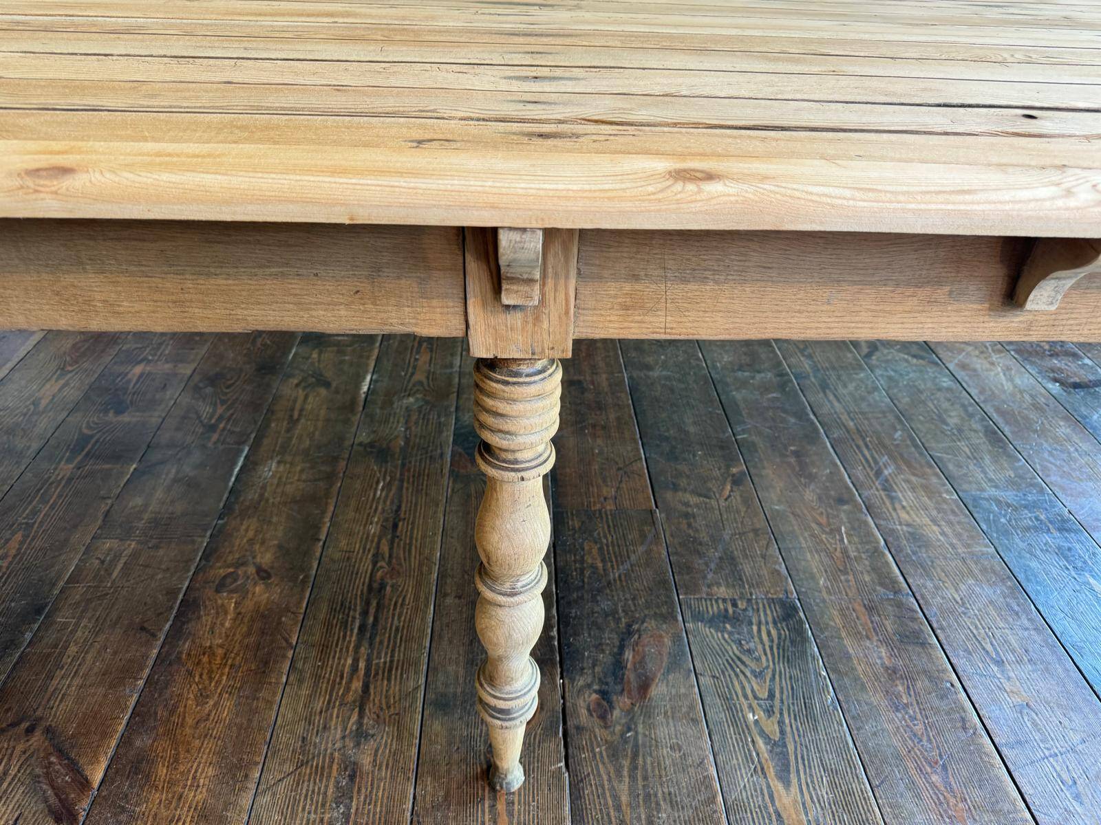 Large raw wood dining table