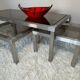 70s design brushed steel coffee table and nesting tables