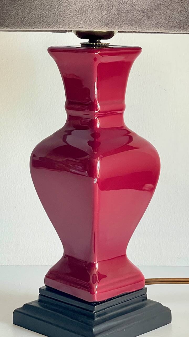 Ceramic lamp and vintage velvet