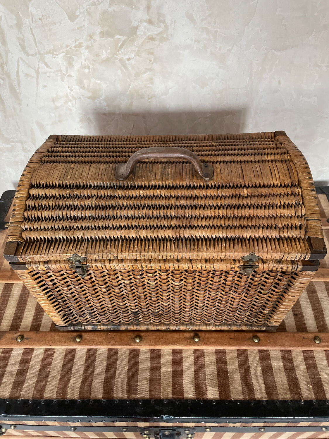 Wicker trunk woven nineteenth century