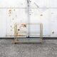 Console Ottone e vetro con ruote Italia Anni '70