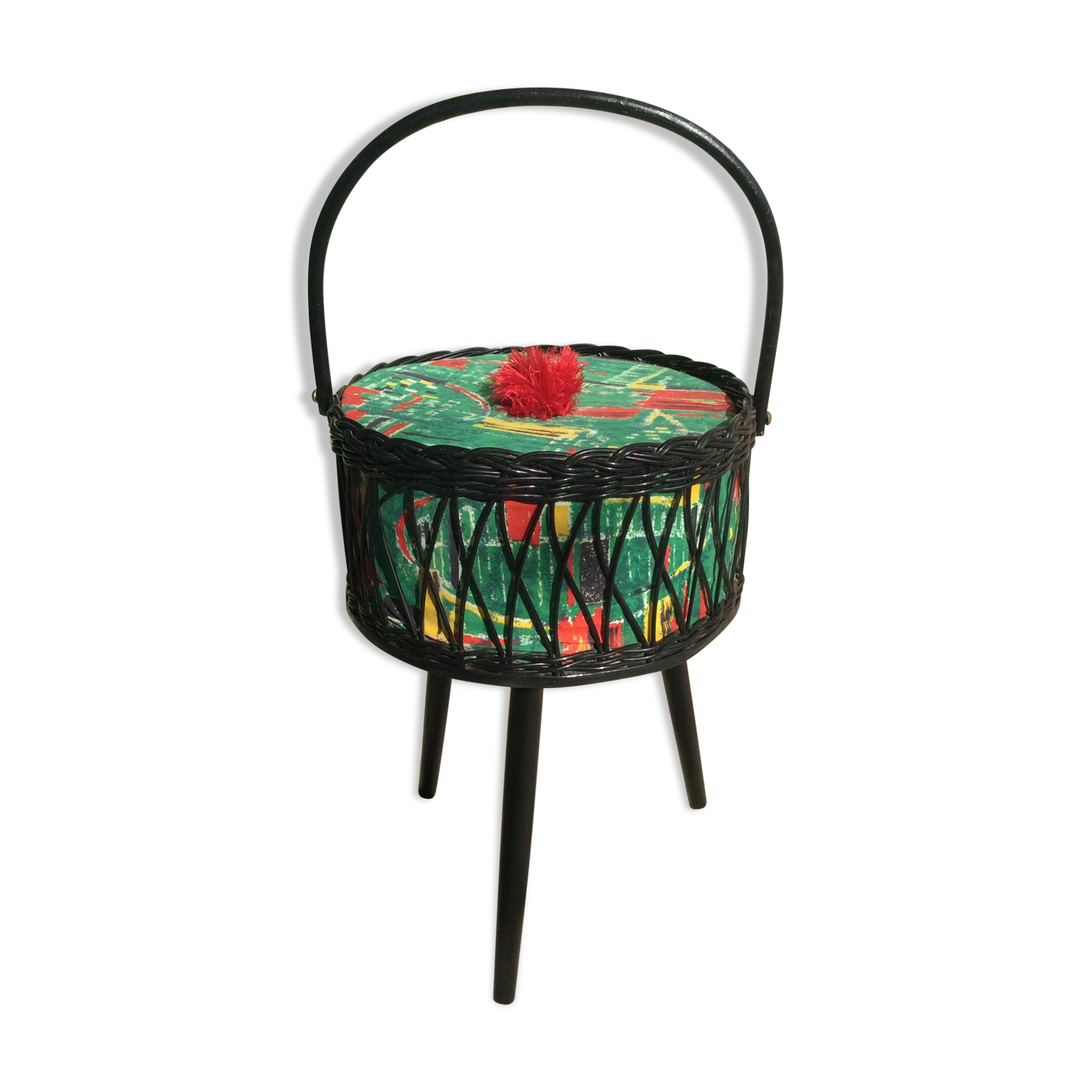 Vintage round sewing basket