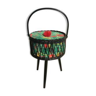 Vintage round sewing basket