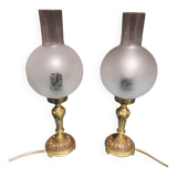 Paire de lampes en laiton et en bronze