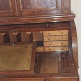 Desk, English writing desk with glass-fronted bookcase