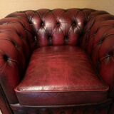 Chesterfield armchair burgundy leather