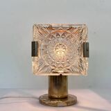 Design table crystal glass brass lamp by Kamenicky Senov, 1970s