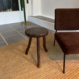 Vintage wood tripod stool or side table