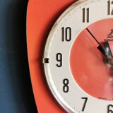 Vintage formica clock asymmetrical silent wall clock "Jaz orange"