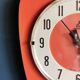 Vintage formica clock asymmetrical silent wall clock "Jaz orange"