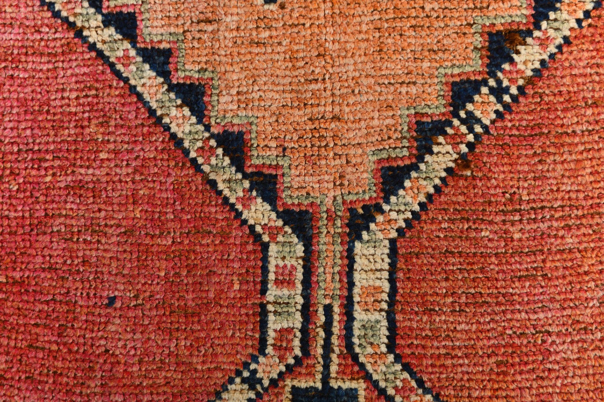 3x9 Somon Red & Dark Blue Hallway Runner Rug