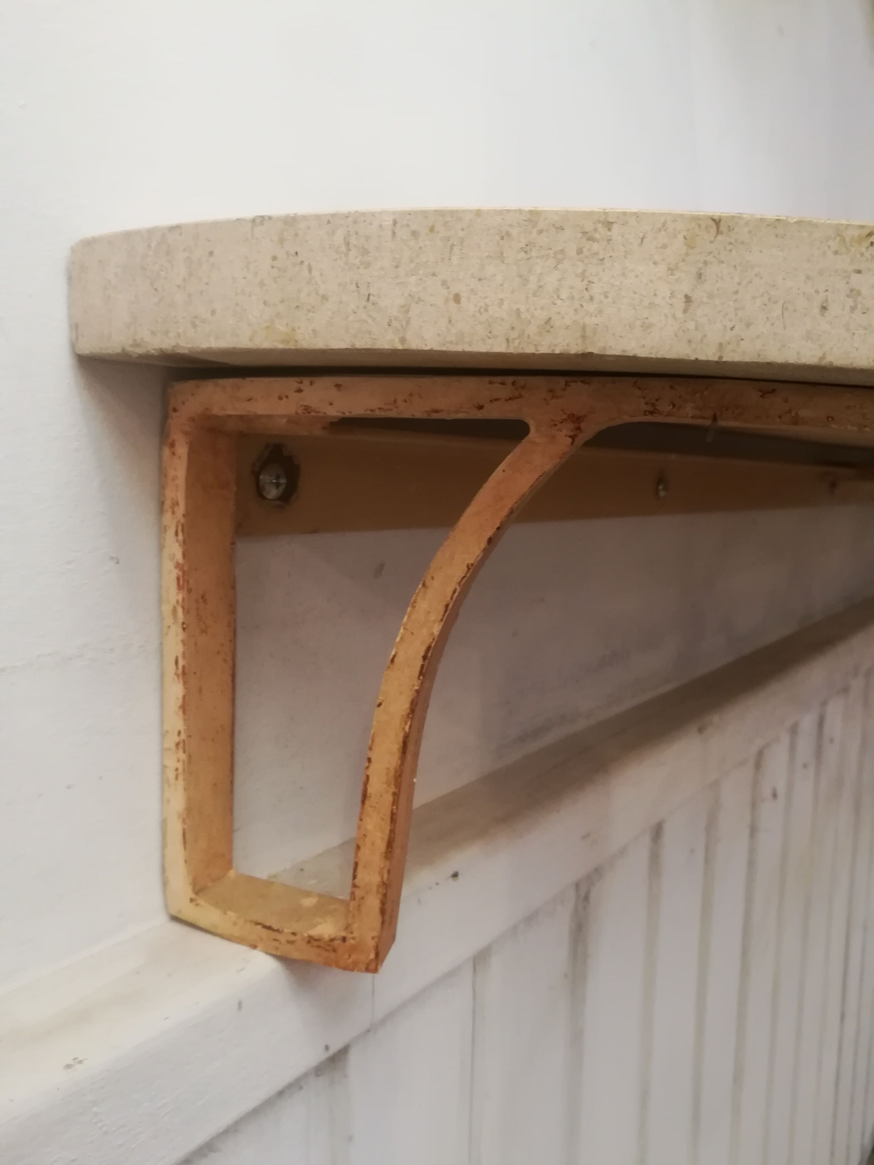 Wrought iron and marble wall console