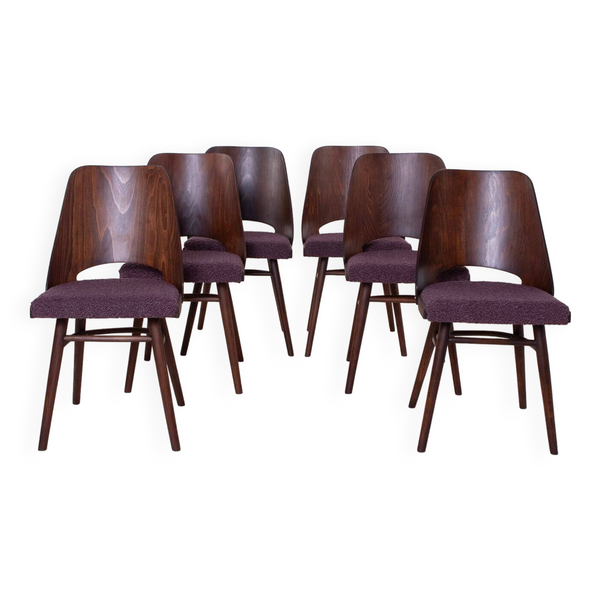 Set of 6 Dining Chairs by R. Hofman for TON, Model 514, 1960s, Reupholstered