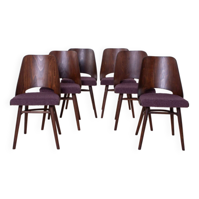 Ensemble de 6 chaises de salle à manger par R. Hofman pour TON, modèle 514, années 1960, retapissées