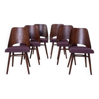 Ensemble de 6 chaises de salle à manger par R. Hofman pour TON, modèle 514, années 1960, retapissées