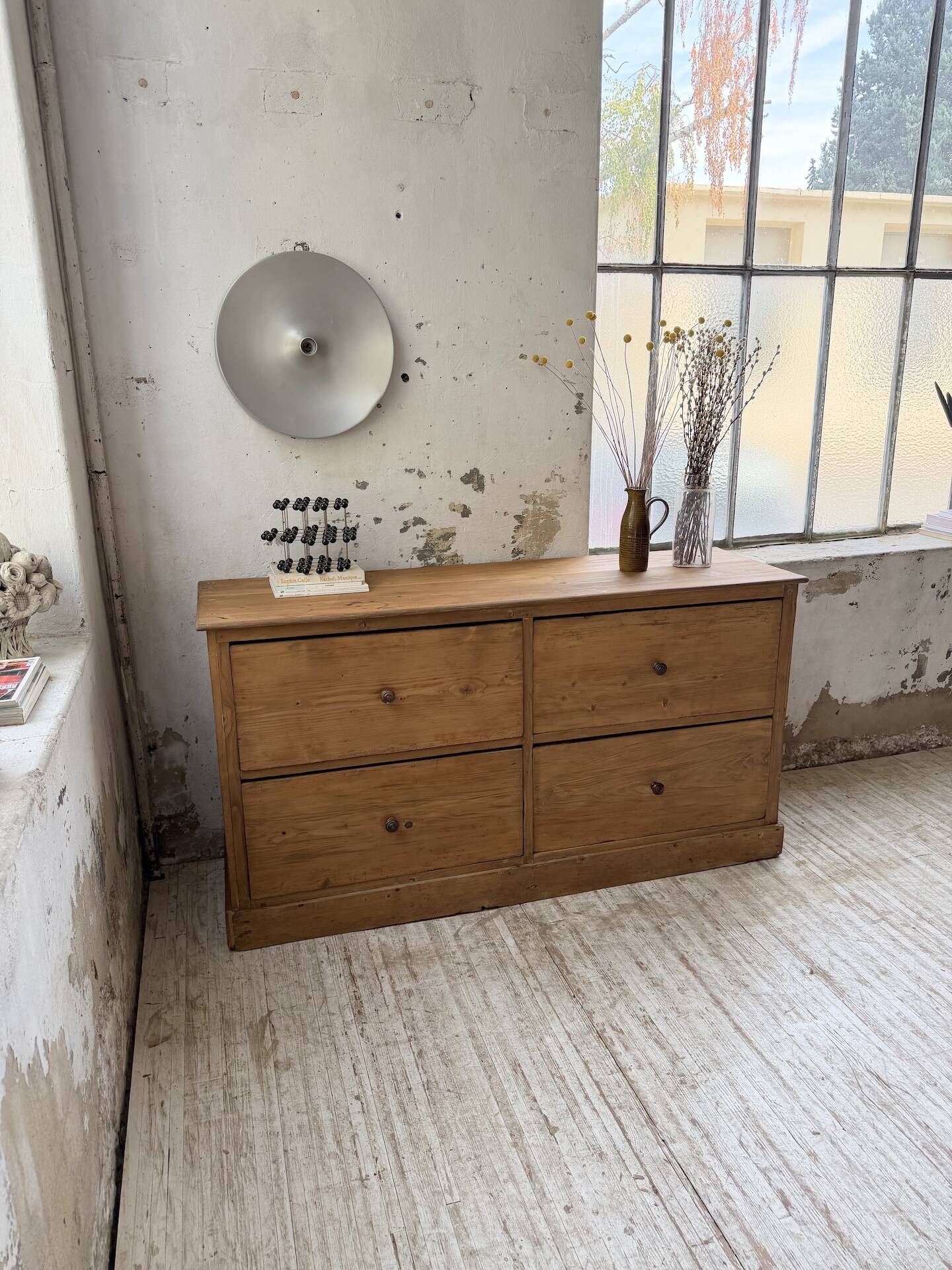 1950s pine workshop furniture 175cm