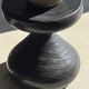 Large oval vase with double handles, featuring raised grey-beige stripes, H42 D28.