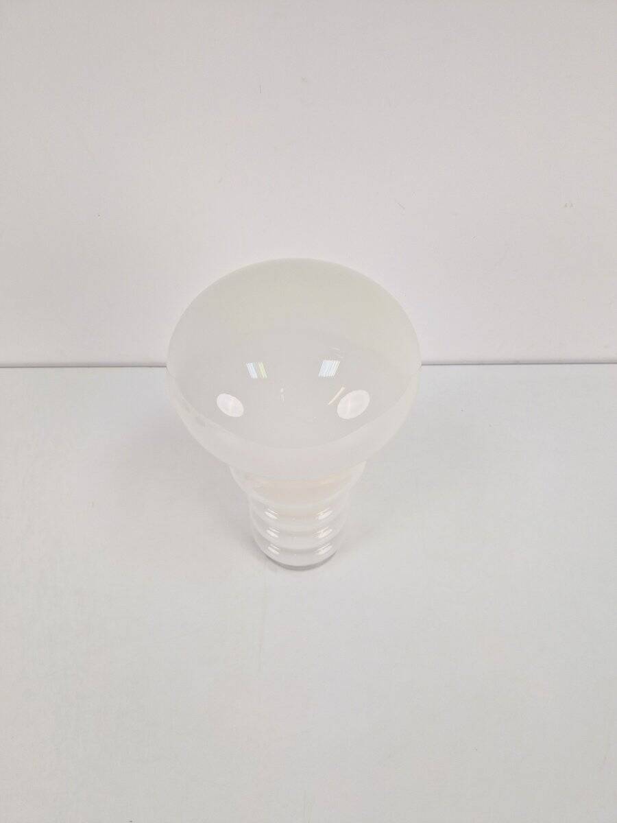 Vintage Space Age Bulb Table Lamp in White Glass, Germany, 1970s