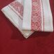 2 old red and white damask napkins