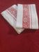 2 old red and white damask napkins