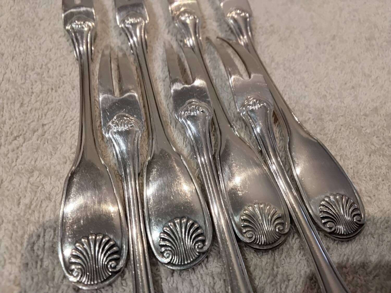 7 silver-plated metal snail forks by Christofle Vendôme