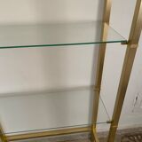 Bookcase in gilded metal and glass, Pierre Vandel Paris, circa 70