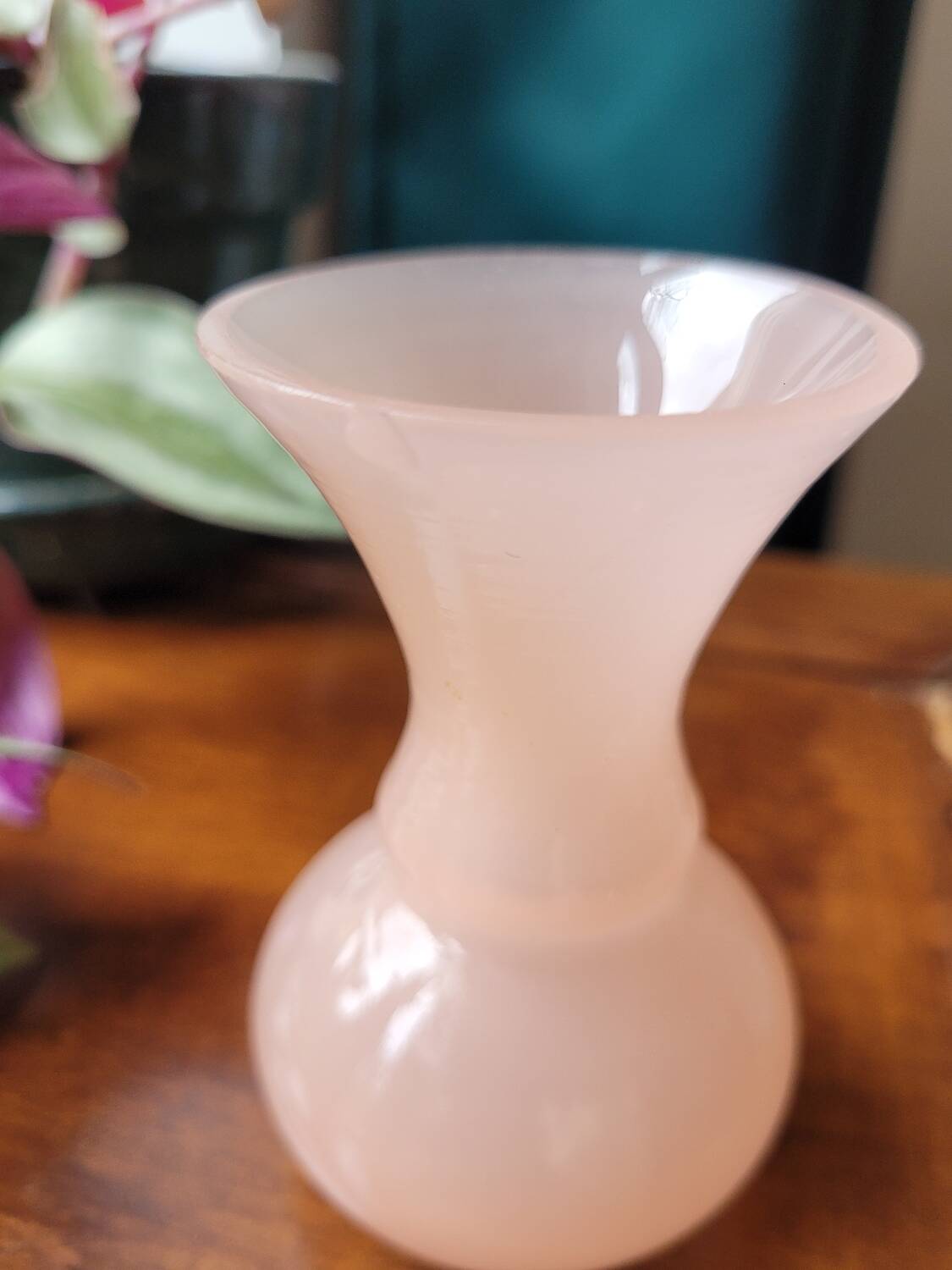 Small opaline pink soliflore vase