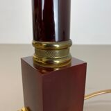 Rare Modernist Red Catalina and Brass Tube Table Light, Italy, 1960s