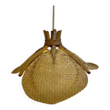 Suspension éventail en raphia tressé, Allemagne, années 1950 - possiblement Ingo Maurer