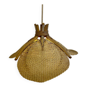 Woven raffia fan suspension, Germany, 1950s - possibly Ingo Maurer.